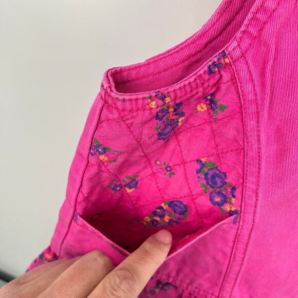 Vintage Calabash Pink Floral Denim Jumper Dress 5T - Picture 2 of 8